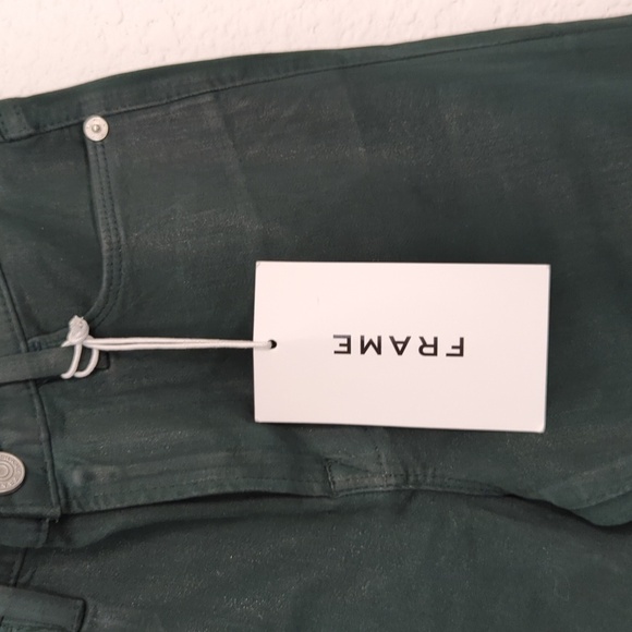 NEW Frame Le High Straight Cropped Jeans Pine Green 24 super stretch denim - Picture 6 of 14